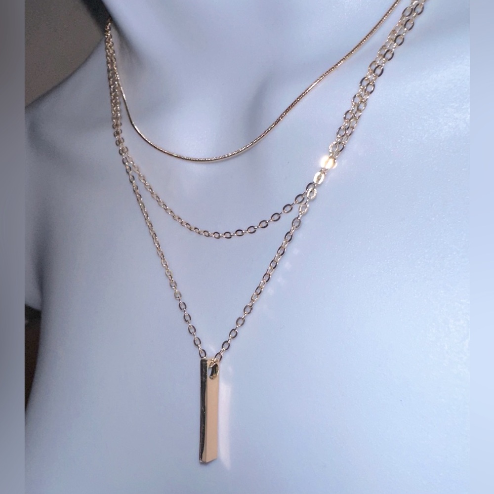 Anthropologie Mindy 14K Gold pendant bar lariat necklace - Picture 3 of 3